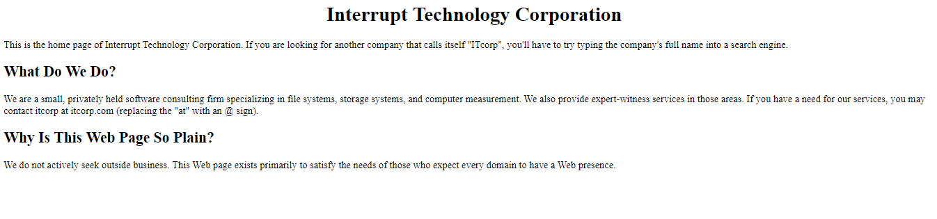 website of that era- itcorp